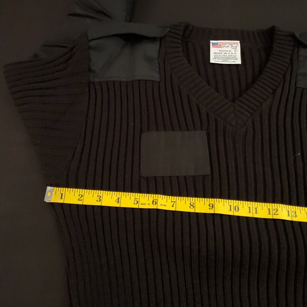 Vintage Commando Jack Young Sweater Men Large Black Tactical US Made Elbow Patch - Picture 5 of 13
